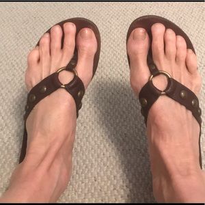 Michael Kors studded leather flip flops